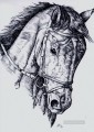 dibujo a lápiz de caballo en blanco y negro